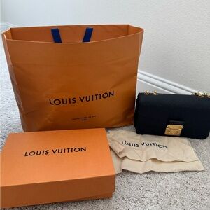 Louis Vuitton Marceau NM Empriente Black Leather Handbag with Gold Accents